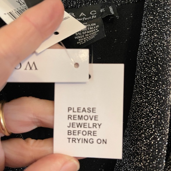 Grace the perfect fit Long Sleeve Silver Black Metallic Blouse 1X - Picture 5 of 7